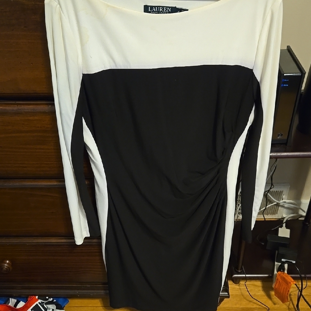 Ralph Lauren Women's Black and White/ Cream Dress